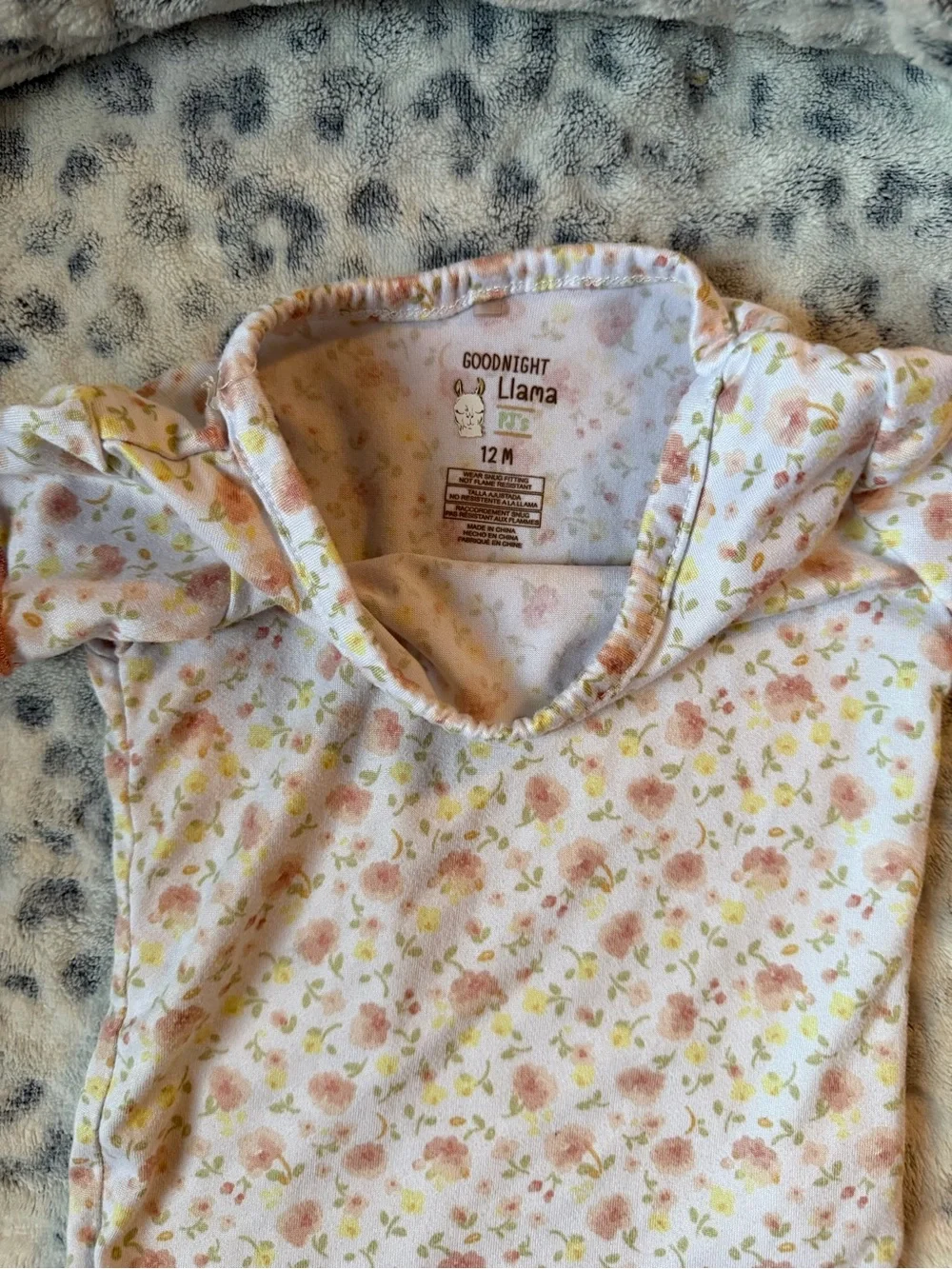 Girls Pink Floral Short-Sleeve Pajama Set with Elastic Waist